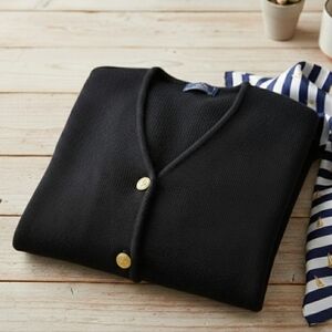 SAINT JAMES Vintage Pure Wool Navy Cardigan Gold Sailor Anchor Buttons Nautical